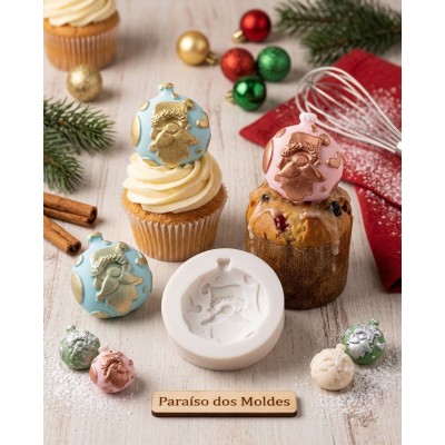 Molde de Silicone Bola Natalina Cute 1644