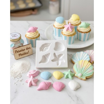 Molde de Silicone Kit Com 4 Conchas - 092