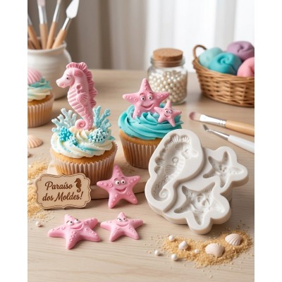 Molde de Silicone Fundo Mar Cute - 296