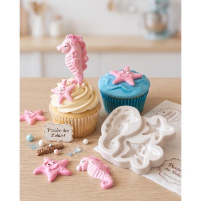 Molde de Silicone Fundo Mar Cute - 296