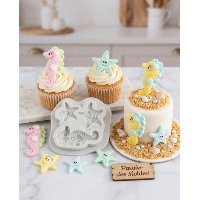 Molde de Silicone Fundo Mar Cute - 296