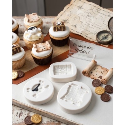 Molde de Silicone Confeitaria Biscuit Kit Piratas - 298
