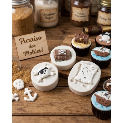 Molde de Silicone Confeitaria Biscuit Kit Piratas - 298