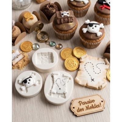 Molde de Silicone Confeitaria Biscuit Kit Piratas - 298