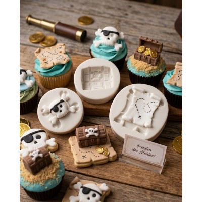 Molde de Silicone Confeitaria Biscuit Kit Piratas - 298
