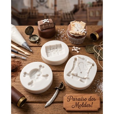 Molde de Silicone Confeitaria Biscuit Kit Piratas - 298