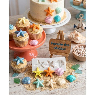Molde de Silicone Estrela e Concha -1057