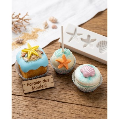Molde de Silicone Estrela e Concha -1057