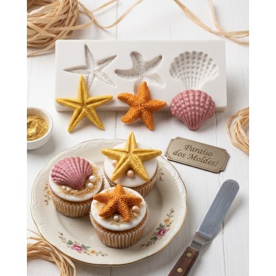 Molde de Silicone Estrela e Concha -1057