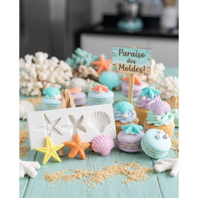 Molde de Silicone Estrela e Concha -1057