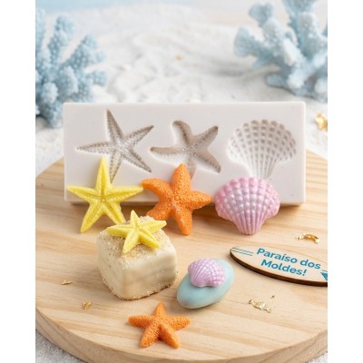 Molde de Silicone Estrela e Concha -1057