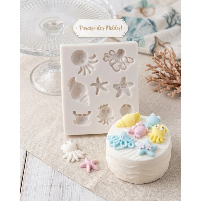 Molde de Silicone Miniaturas Fundo Mar Feliz -1058