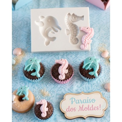 Molde de Silicone Golfinho e Cavalo Marinho - 1328