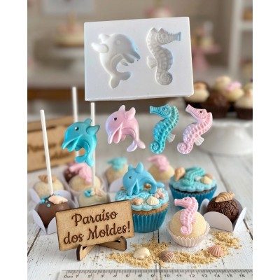 Molde de Silicone Golfinho e Cavalo Marinho - 1328