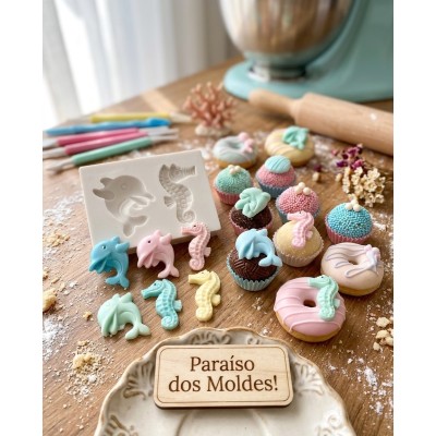 Molde de Silicone Golfinho e Cavalo Marinho - 1328