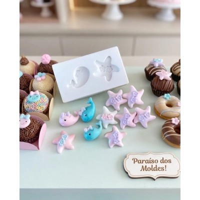 Molde de Silicone Baleia e Estrela - 1331