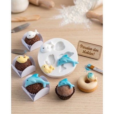 Molde de Silicone Fundo Mar Feliz - 1342