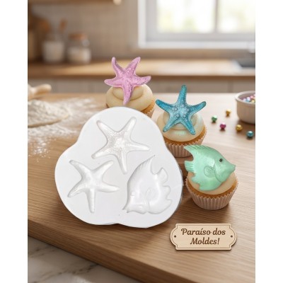 Molde de Silicone Kit Fundo do Mar Adela 1697