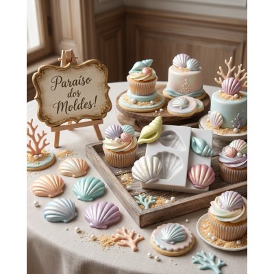 Molde de Silicone Fundo do Mar Conchas M - 1815