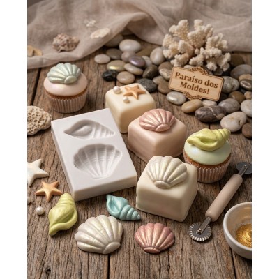 Molde de Silicone Fundo do Mar Conchas M - 1815