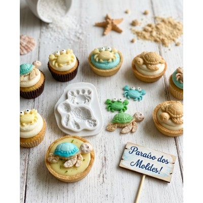 Molde de Silicone Confeitaria e Biscuit Tartaruga e Siri 2069