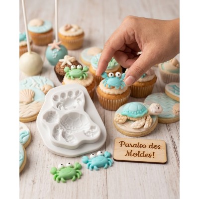 Molde de Silicone Confeitaria e Biscuit Tartaruga e Siri 2069