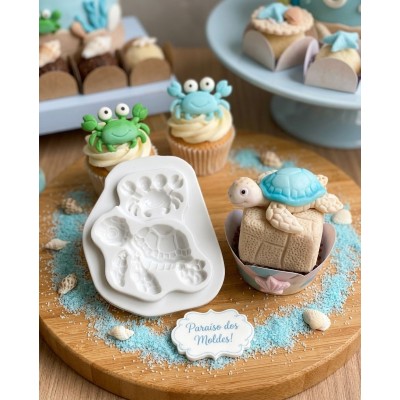 Molde de Silicone Confeitaria e Biscuit Tartaruga e Siri 2069