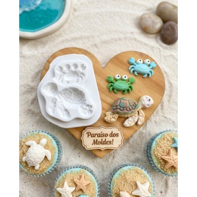 Molde de Silicone Confeitaria e Biscuit Tartaruga e Siri 2069
