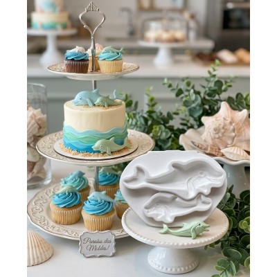Molde de Silicone Confeitaria Biscuit Dupla de Golfinhos 2094