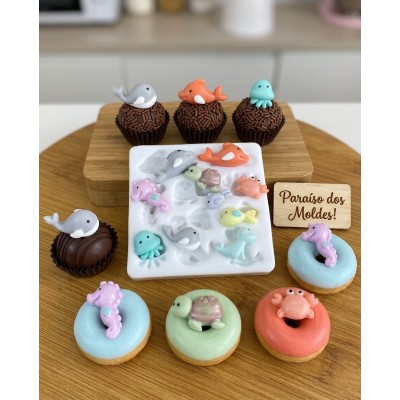 Molde de Silicone Confeitaria Biscuit Micro Fundo do Mar 2096