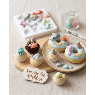Molde de Silicone Confeitaria Biscuit Micro Fundo do Mar 2096