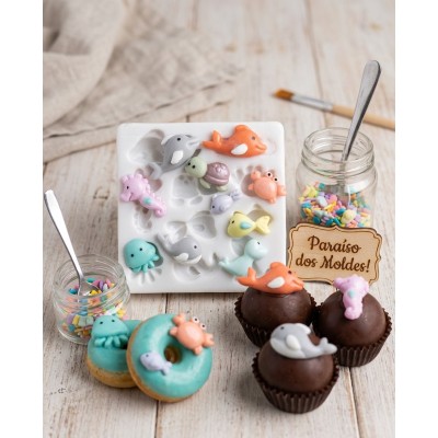 Molde de Silicone Confeitaria Biscuit Micro Fundo do Mar 2096