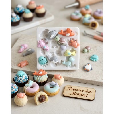Molde de Silicone Confeitaria Biscuit Micro Fundo do Mar 2096