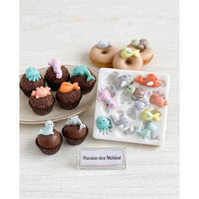 Molde de Silicone Confeitaria Biscuit Micro Fundo do Mar 2096
