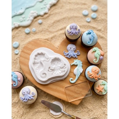 Molde de Silicone Confeitaria e Biscuit Cavalo Marinho e Polvo 2098