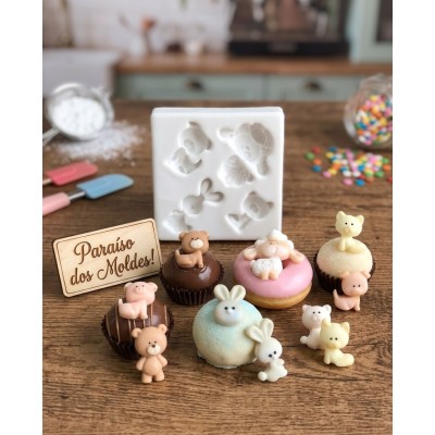 Molde de Silicone Animais Cute 2105 Confeitaria Biscuit