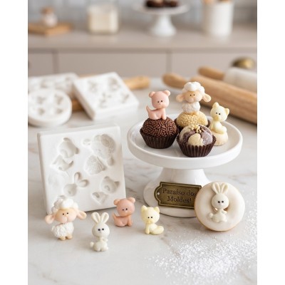 Molde de Silicone Animais Cute 2105 Confeitaria Biscuit