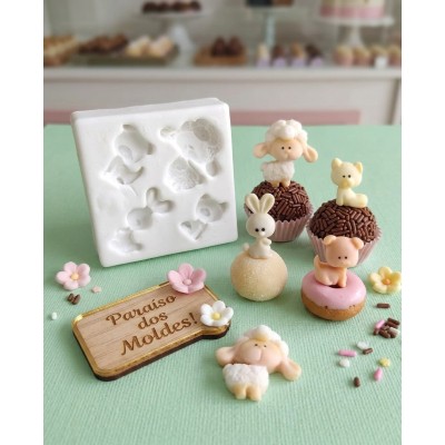 Molde de Silicone Animais Cute 2105 Confeitaria Biscuit
