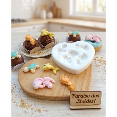 Molde de Silicone Fundo Mar Fofuxo Confeitaria Biscuit 2106