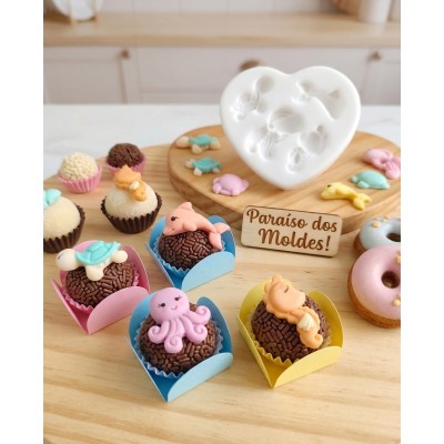 Molde de Silicone Fundo Mar Fofuxo Confeitaria Biscuit 2106
