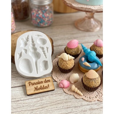 Molde de Silicone Confeitaria Biscuit Conchas e Caracol 2200