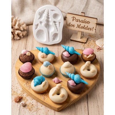 Molde de Silicone Confeitaria Biscuit Conchas e Caracol 2200