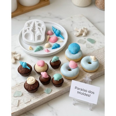 Molde de Silicone Confeitaria Biscuit Conchas e Caracol 2200