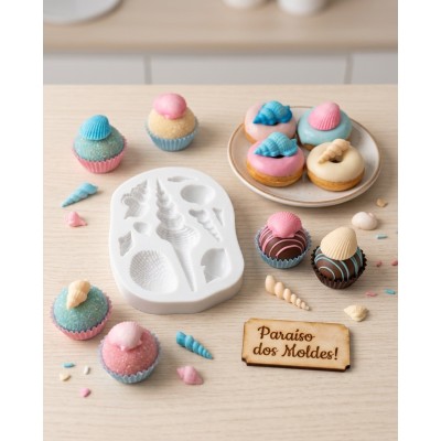 Molde de Silicone Confeitaria Biscuit Conchas e Caracol 2200