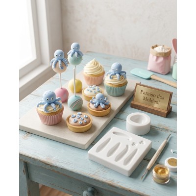 Molde de Silicone Confeitaria Biscuit Polvo Juju 3D