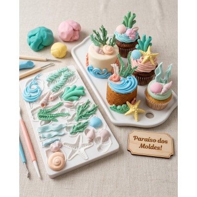 Molde de Silicone Confeitaria Biscuit Fundo do Mar Luxo 2255