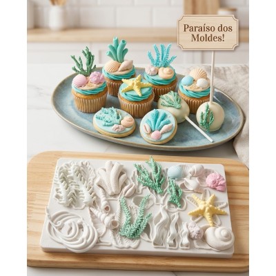Molde de Silicone Confeitaria Biscuit Fundo do Mar Luxo 2255