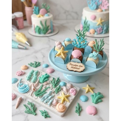 Molde de Silicone Confeitaria Biscuit Fundo do Mar Luxo 2255