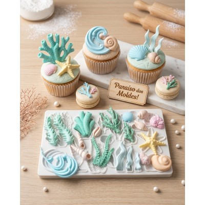 Molde de Silicone Confeitaria Biscuit Fundo do Mar Luxo 2255
