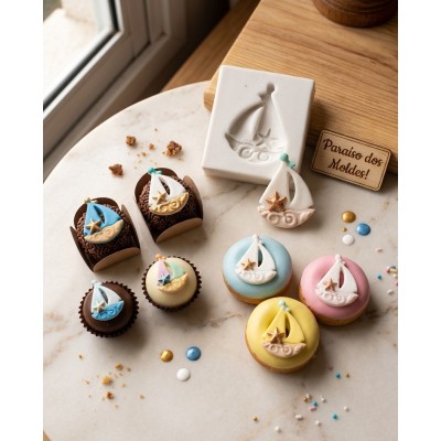 Molde de Silicone Confeitaria Biscuit Mini Barquinho 2342